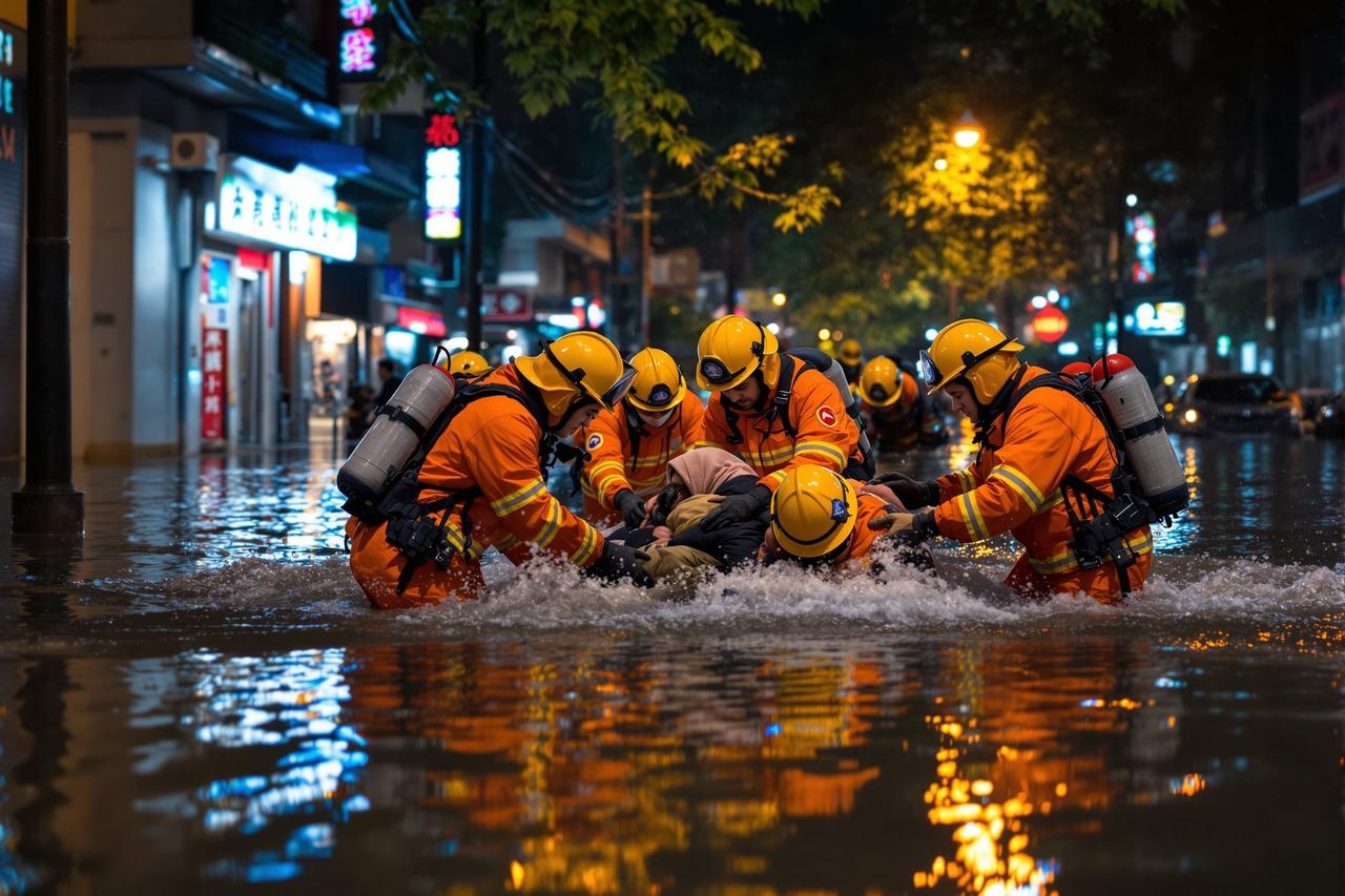 91评选社会聚焦：暴雨内涝救援人员连夜转移被困群众感人画面